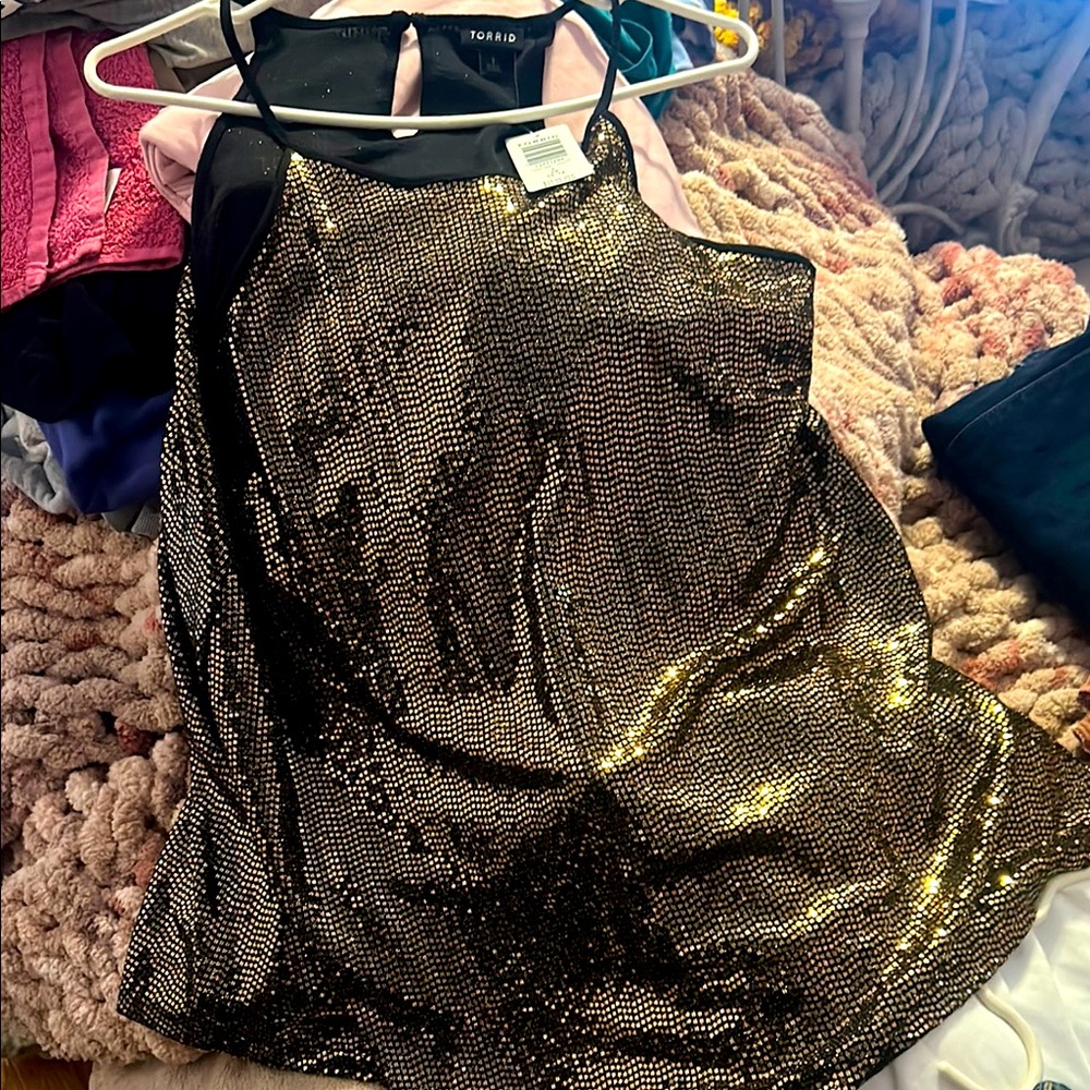 Torrid Black and Gold Shimmer top